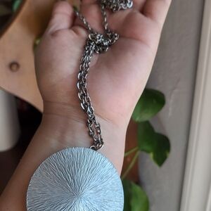 Silver Textured Pendant Necklace